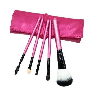 5PCS Rose Red Cute Makeup Brush Set Cosmetics Tool Wood Bamboo Handle Professional Private Label Blush Eye Shadow Lip Brow Brush