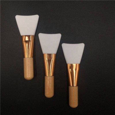 Private Label Wooden Handle Silicone Facial Diy Spa Mini Foundation Face Mask Brush Rose Gold Makeup Brush