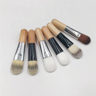 Oem Odm Mini Small Portable Vegan Single Bling Face Mask Brush Foundation Concealer Brush Wood Short Handle Soft Private Label